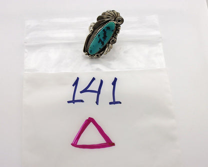 Navajo Inlay Band Ring 925 Silver Sleeping B Turquoise Signed Justin Morris C80s