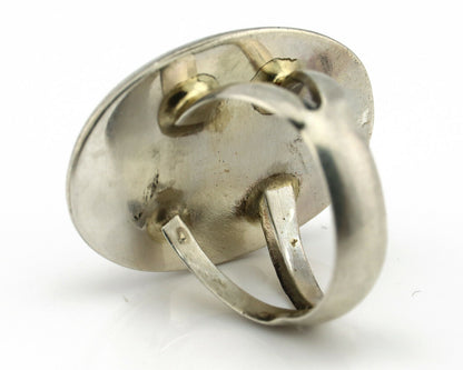 Navajo Shadow Box Ring .925 Silver Blue Turquoise Native American Artist C80s