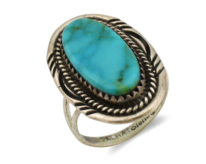 Navajo Ring .925 Silver Nevada Turquoise Native American Artist C.1980's