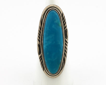 Navajo Ring 925 Silver Nevada Blue Turquoise Artist Signed D Zachary C.80s