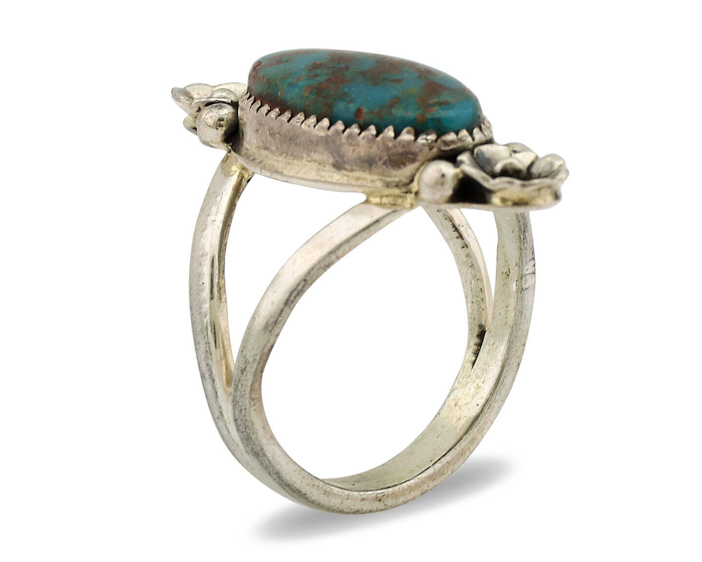 Navajo Ring .925 Silver Nevada Turquoise Native American Artist C.1980's
