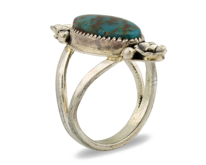 Navajo Ring .925 Silver Nevada Turquoise Native American Artist C.1980's