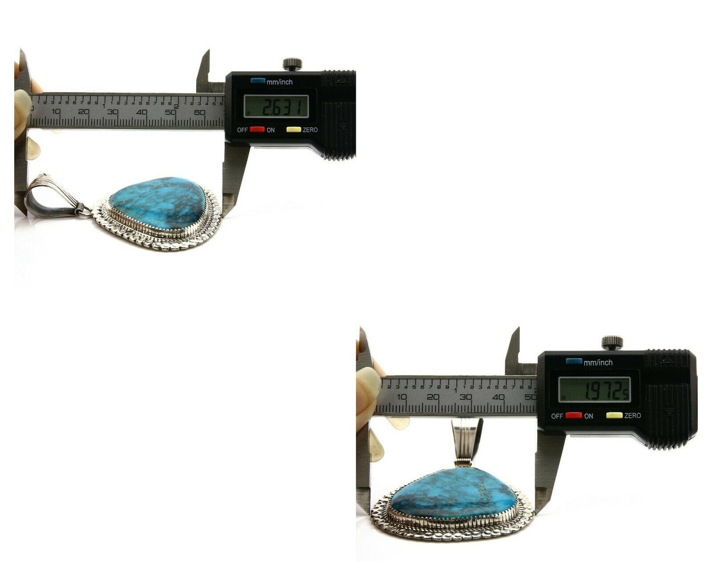 Navajo Pendant .925 Silver Blue Turquoise Signed Artist LTB C.80's