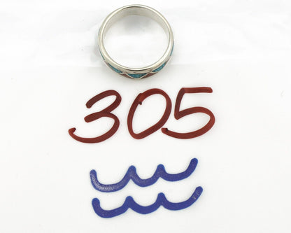 Navajo Ring 925 Silver Natural Turquoise & Coral Native American Artist C.80's