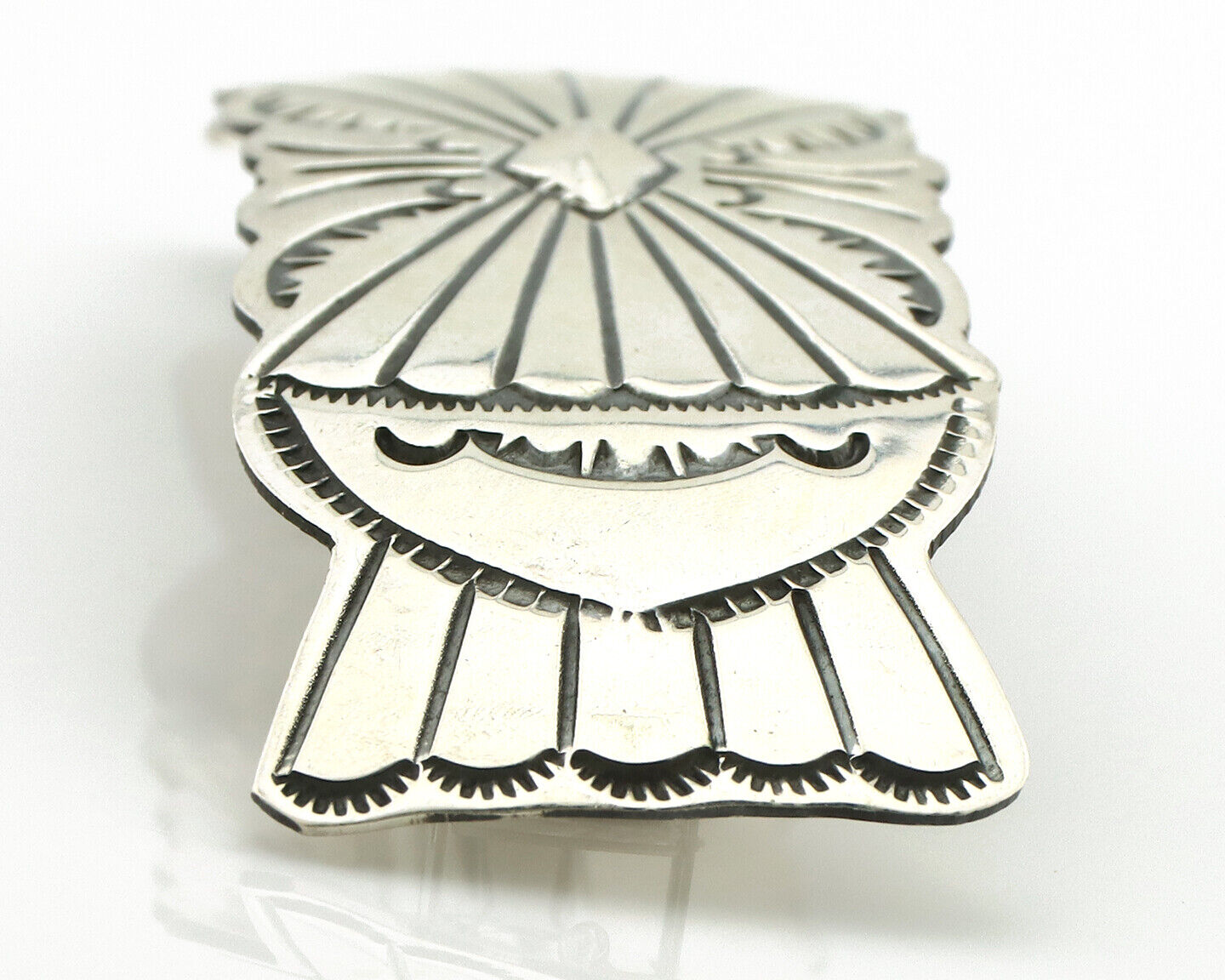 Navajo Hair Clip Barrette .925 Silver Hand Stamped Artist Signed Harold Tom C80s