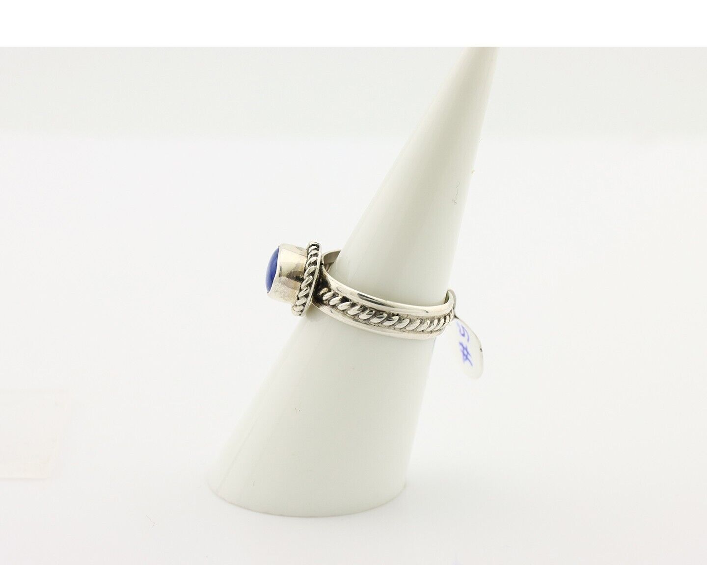 Navajo Ring 925 Silver Lapis Hand Stamped Native American Artist C.80's