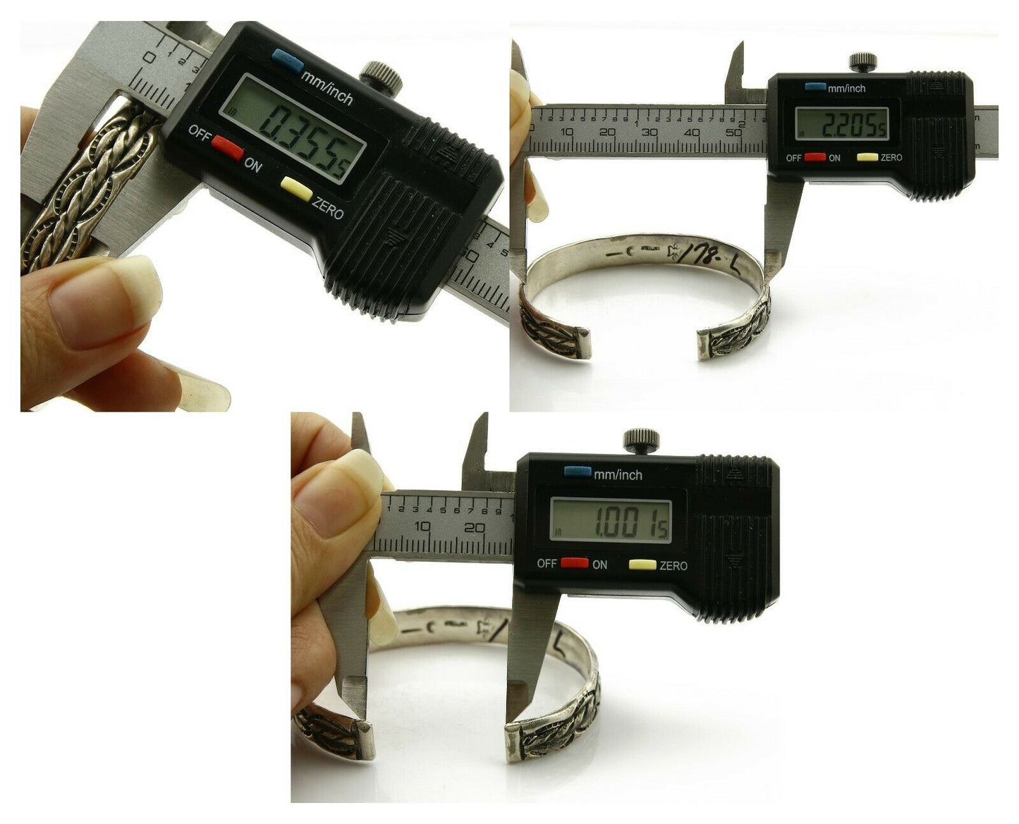 Navajo Bracelet .925 Silver Handmade Hand Stamped Signed Artist C Montoya C.80's