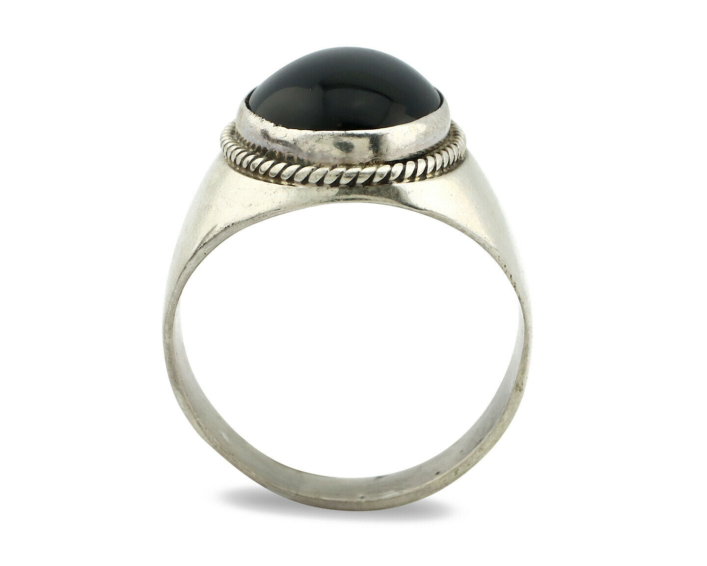 Navajo Ring .925 Silver Handmade Black Onyx Native American Artist C.80's
