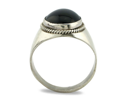 Navajo Ring .925 Silver Handmade Black Onyx Native American Artist C.80's