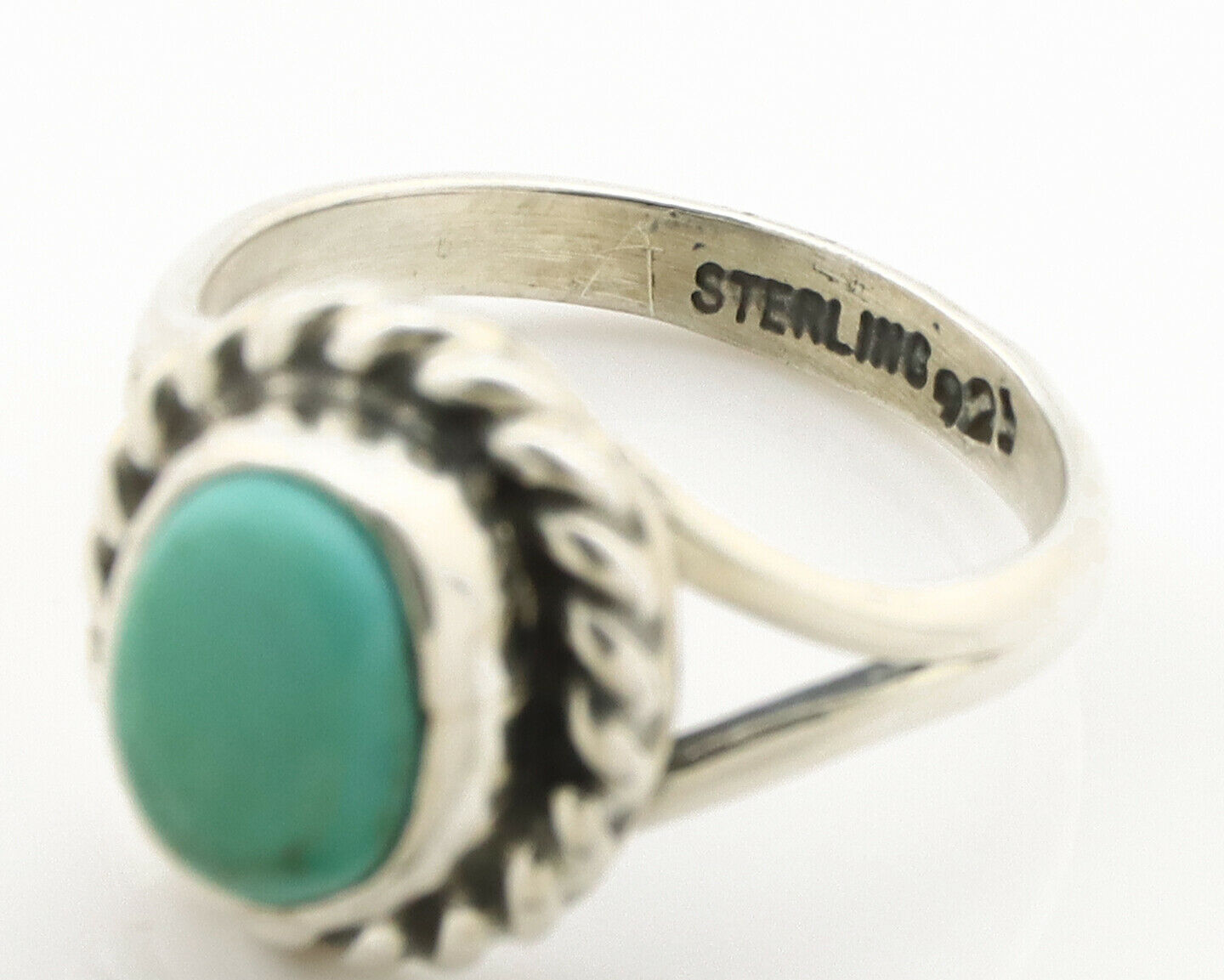 Navajo Ring .925 Silver Kingman Turquoise Artist Signed Gecko C.90's