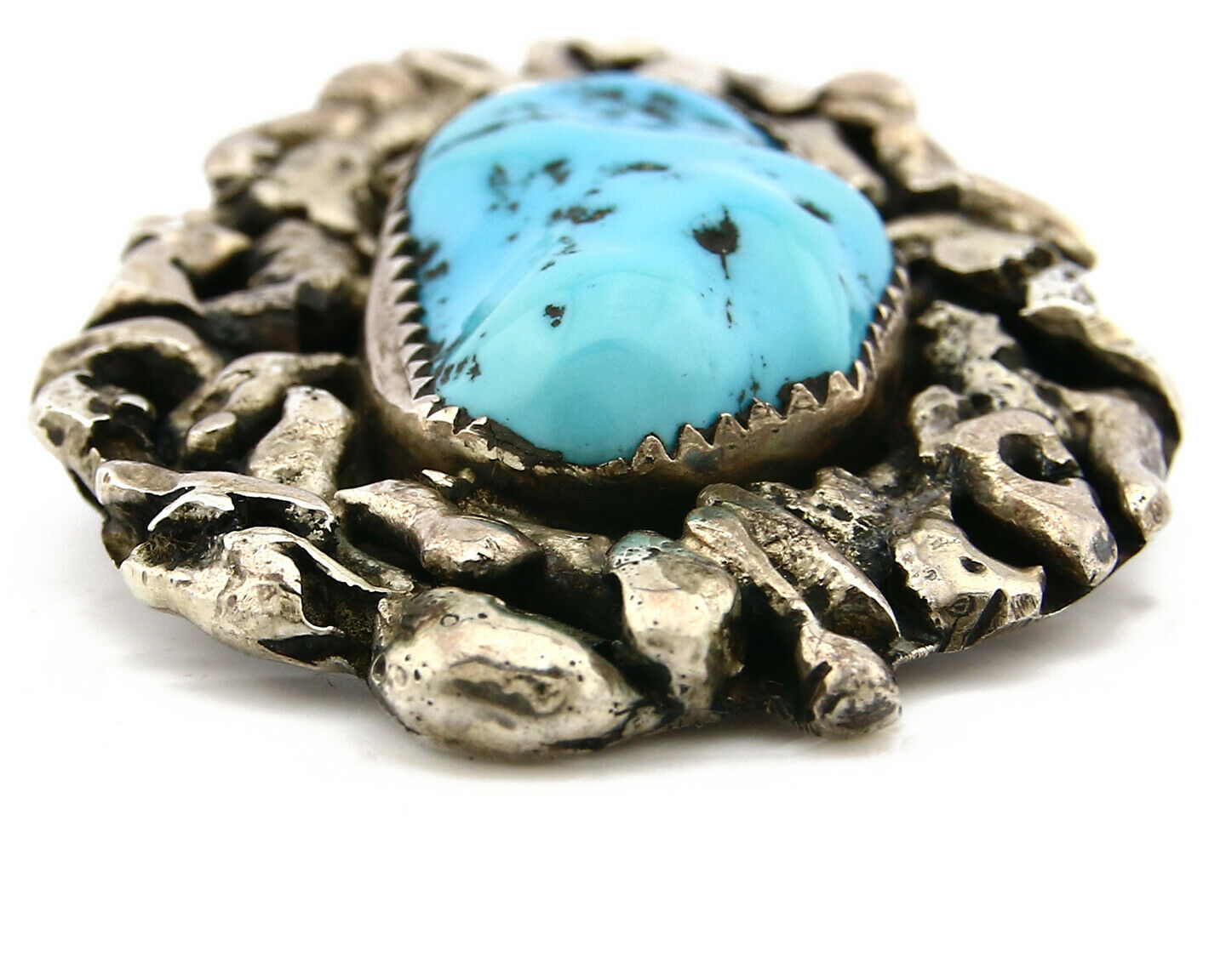 Navajo Pendant .925 Silver Kingman Turquoise Native American C.80's
