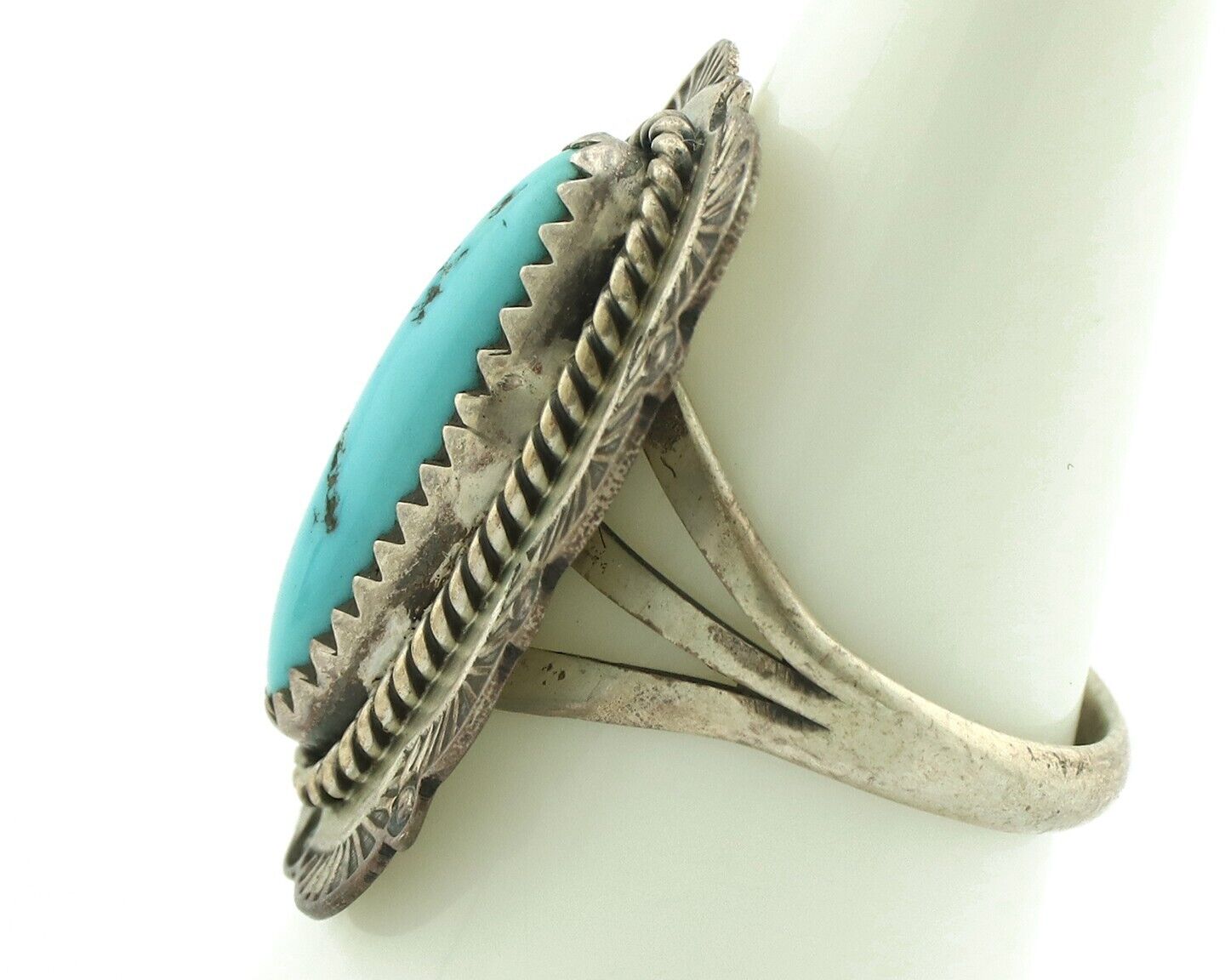 Navajo Ring 925 Silver Blue Turquoise Native American Artist C.80's