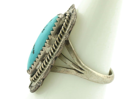Navajo Ring 925 Silver Blue Turquoise Native American Artist C.80's