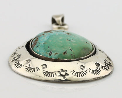 Navajo Pendant 925 Silver Natural Mined Turquoise Artist Signed C Montoya C.80's