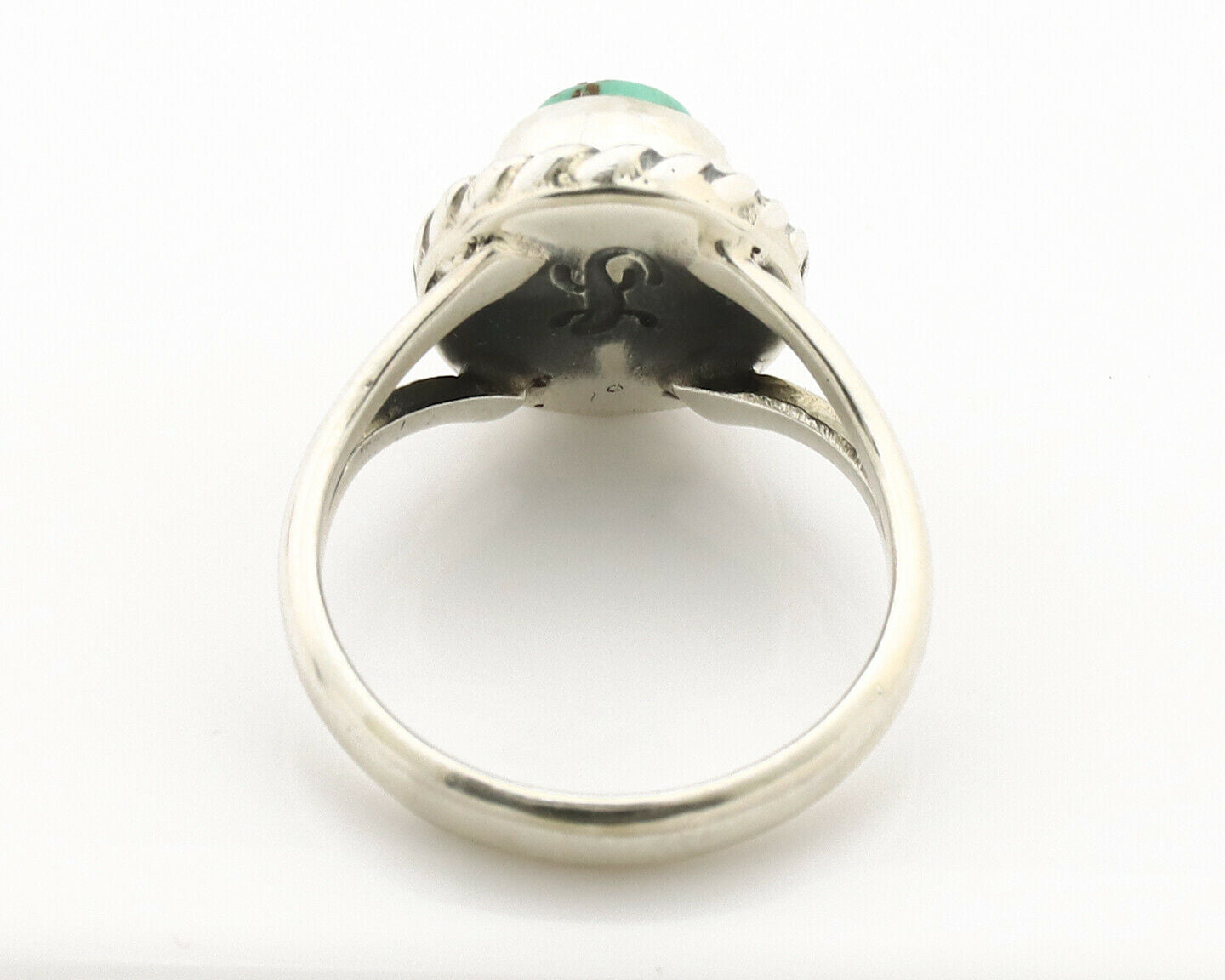 Navajo Ring .925 Silver Kingman Turquoise Artist Signed Gecko C.90's