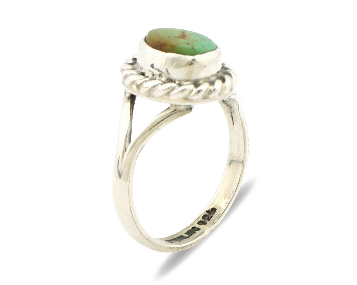 Navajo Ring .925 Silver Kingman Turquoise Artist Signed Gecko C.90's