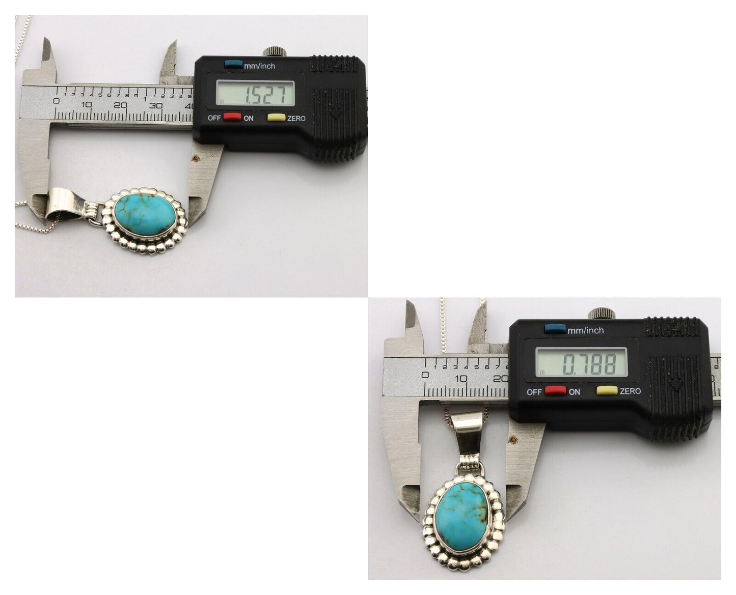 Navajo Necklace .925 Silver Blue Turquoise Native American Artist C.1980's