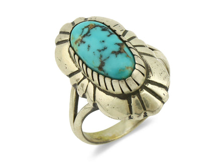 Navajo Ring .925 Silver Arizona Turquoise Signed M Montoya C.80's