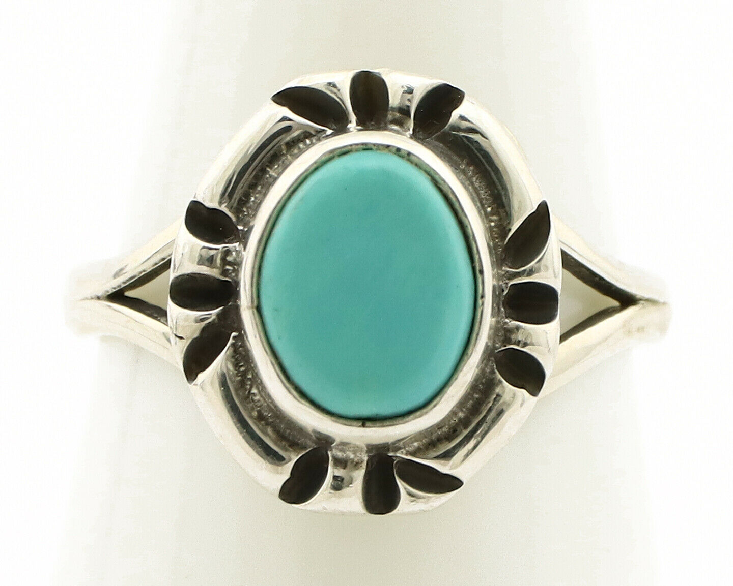 Navajo Ring .925 Silver Kingman Turquoise Artist Signed Gecko C.90's
