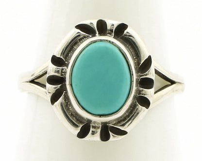 Navajo Ring .925 Silver Kingman Turquoise Artist Signed Gecko C.90's