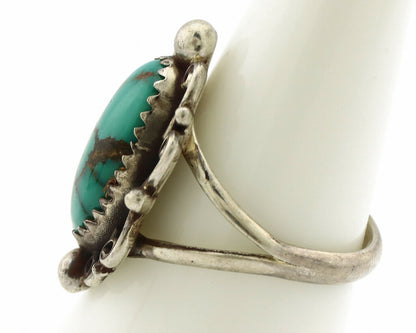 Navajo Ring .925 Silver Spiderweb Turquoise Native American Artist C.80's