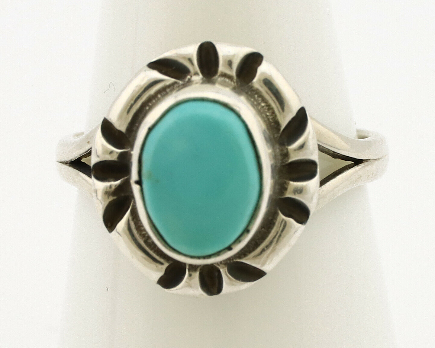 Navajo Ring .925 Silver Kingman Turquoise Artist Signed Gecko C.90's