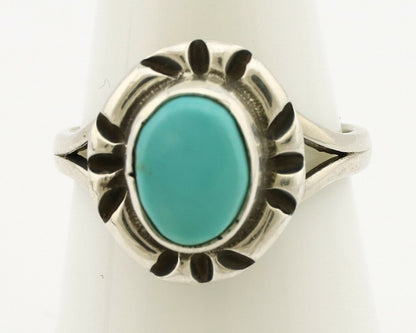 Navajo Ring .925 Silver Kingman Turquoise Artist Signed Gecko C.90's