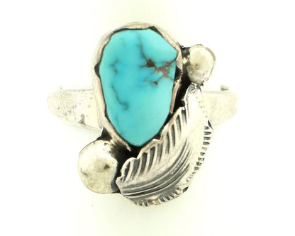 Zuni Ring 925 Silver Natural Blue Turquoise Artist Signed Simplicio C.80's