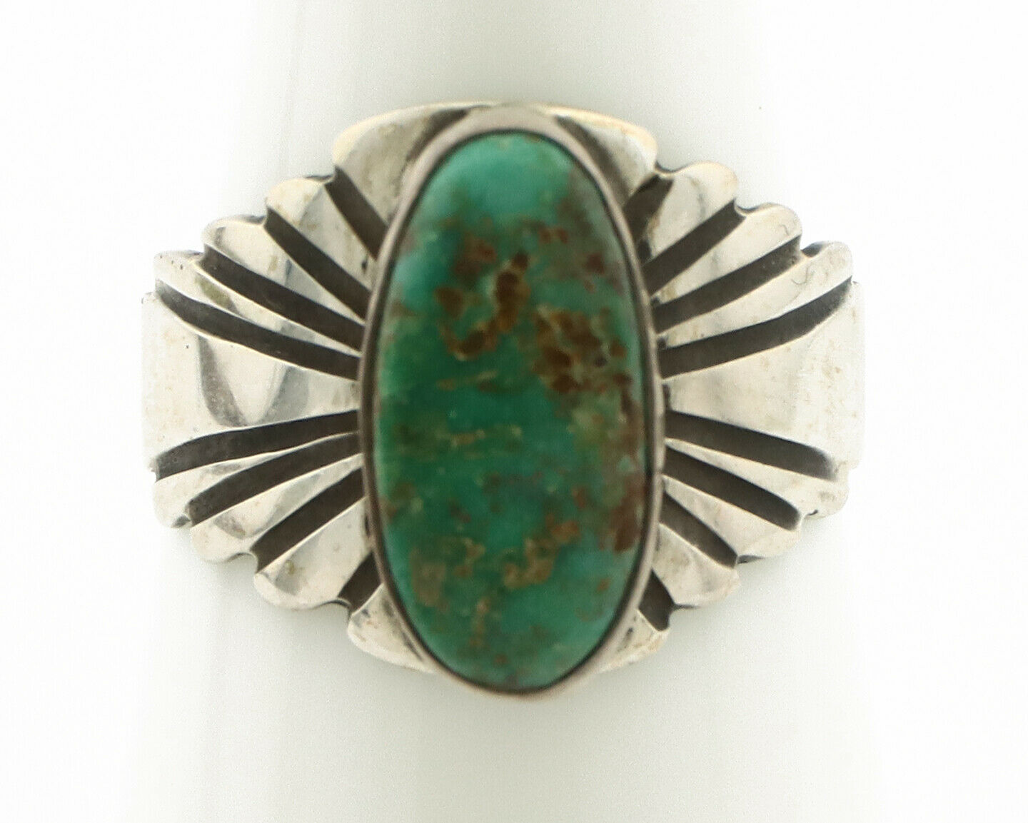 Navajo Ring .925 Silver Blue Green Arizona Turquoise Artist Signed Apache C.80's