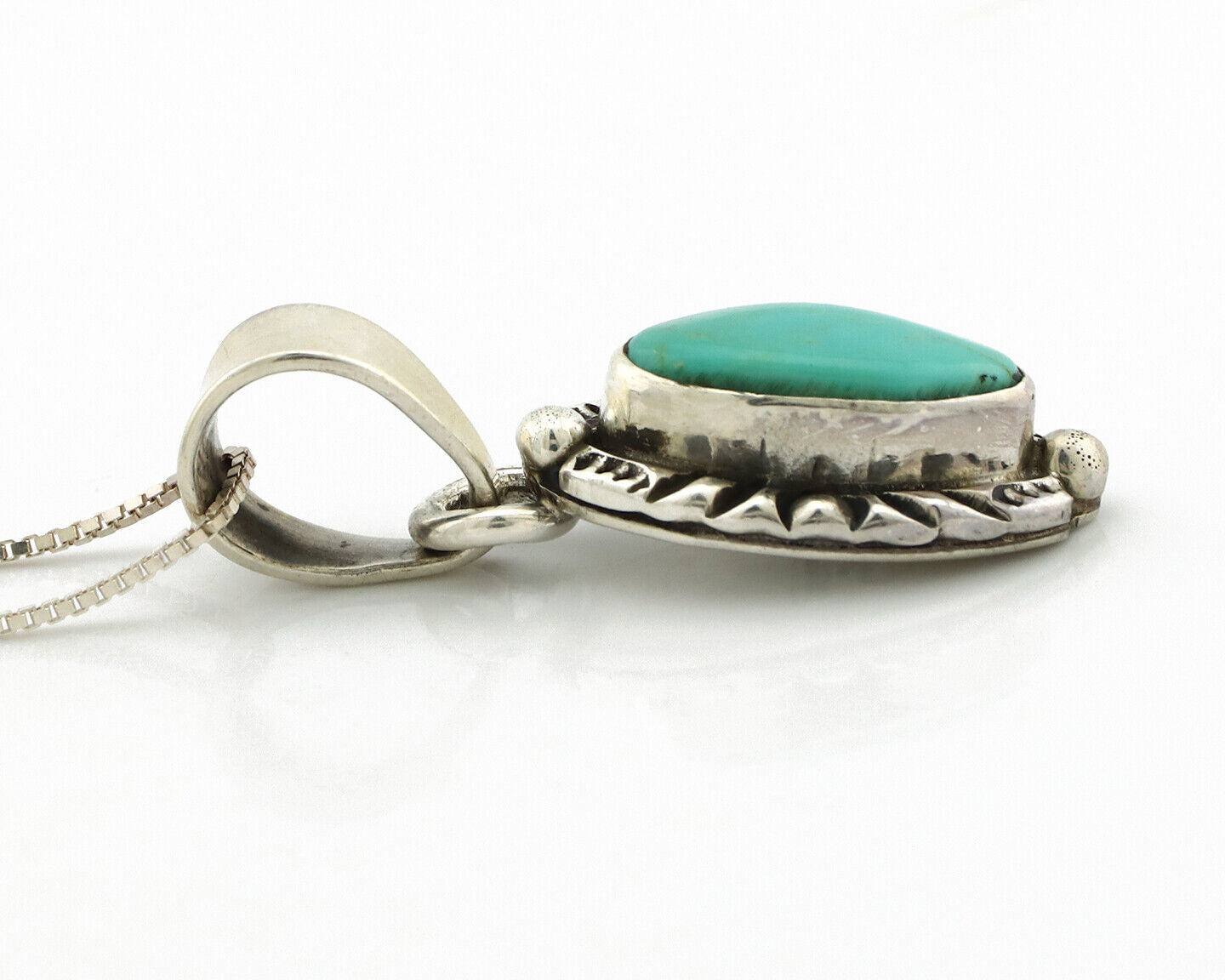 Navajo Necklace 925 Silver Kingman Turquoise Artist Signed Gecko C.80's