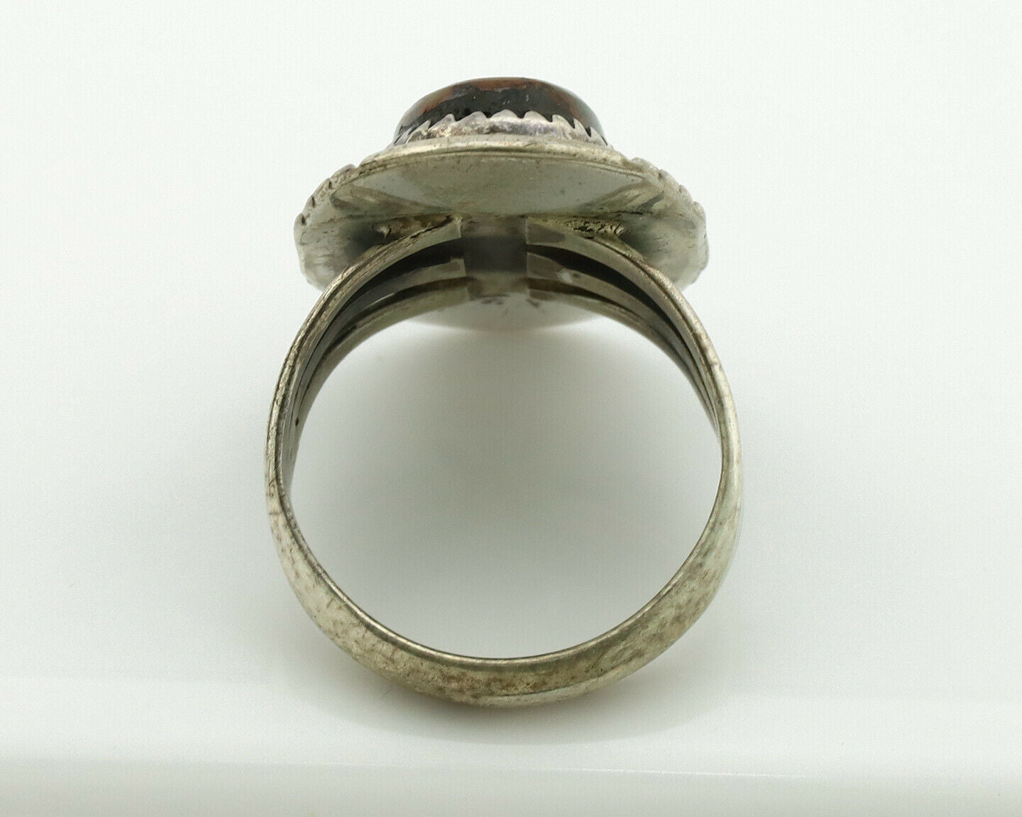 Navajo Ring .925 Silver Nevada Turquoise Native American Artist C.1980's