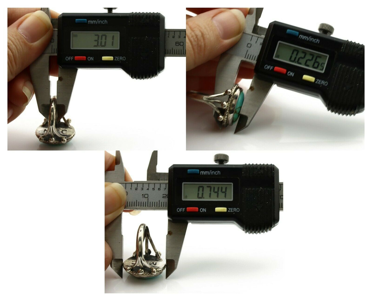 Navajo Ring .925 Silver Kingman Turquoise Artist Signed MC C.1980's