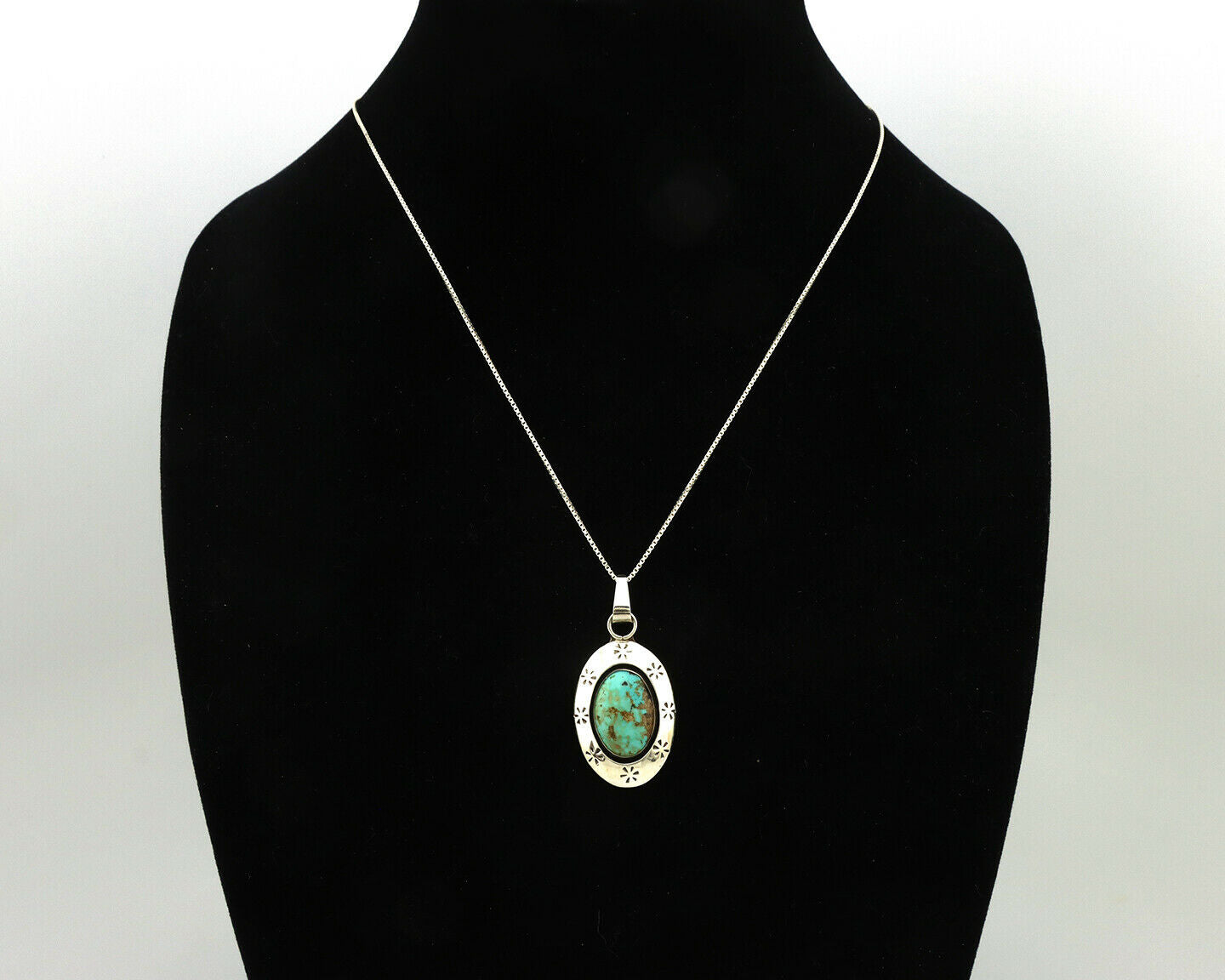 Navajo Pendant .925 Silver Kingman Turquoise Native American C.80's