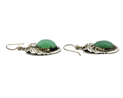 Women's Navajo Earrings .925 Silver Real California Jade Signed LL C.70's