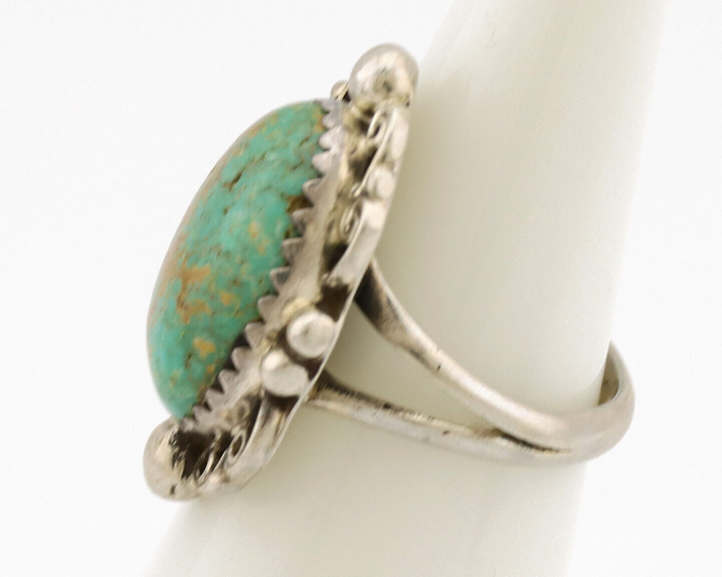 Navajo Ring .925 Silver Kingman Green Turquoise Signed Billy Eagle C.80's