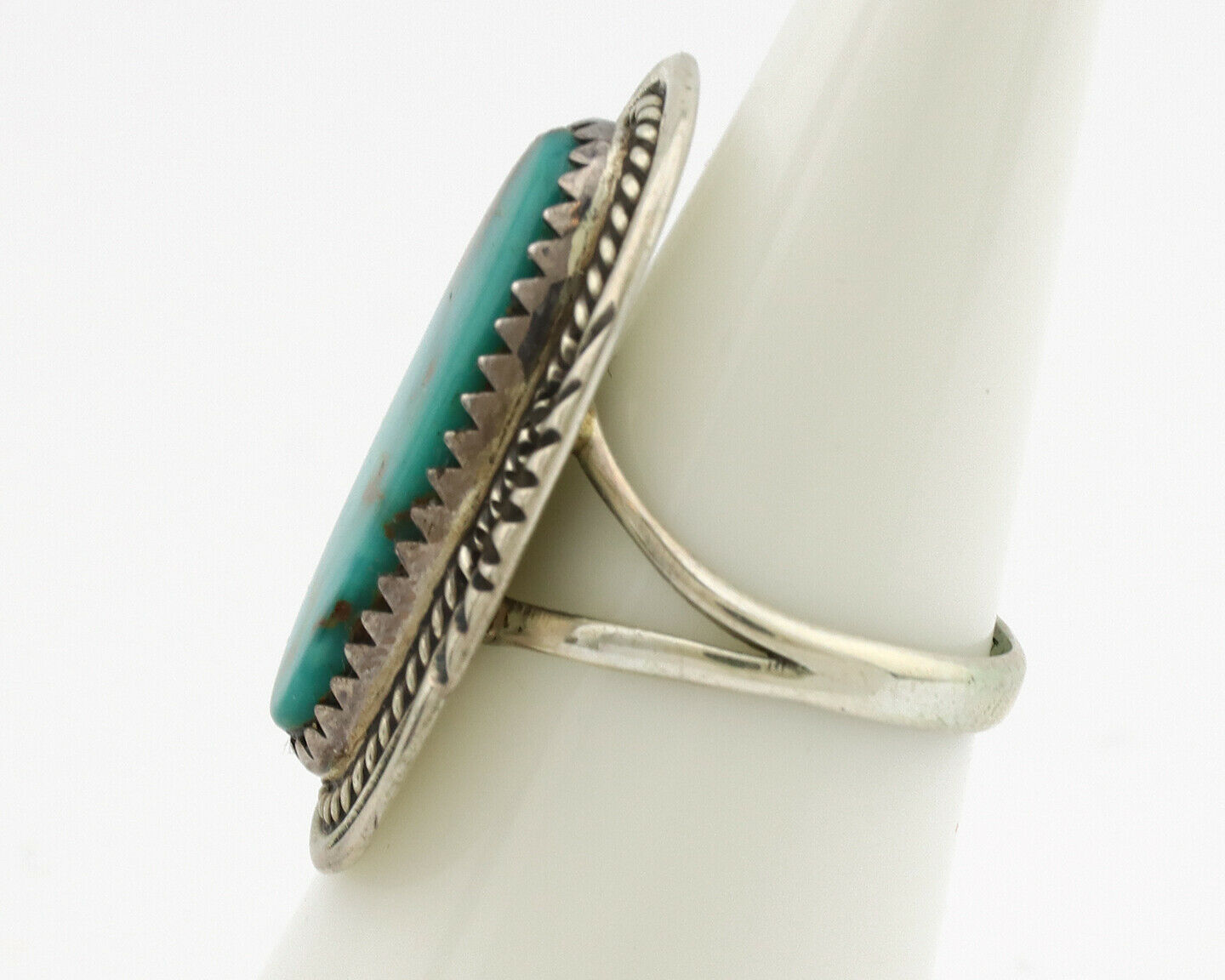 Navajo Ring .925 Silver Nevada Turquoise Native American Artist C.1980's