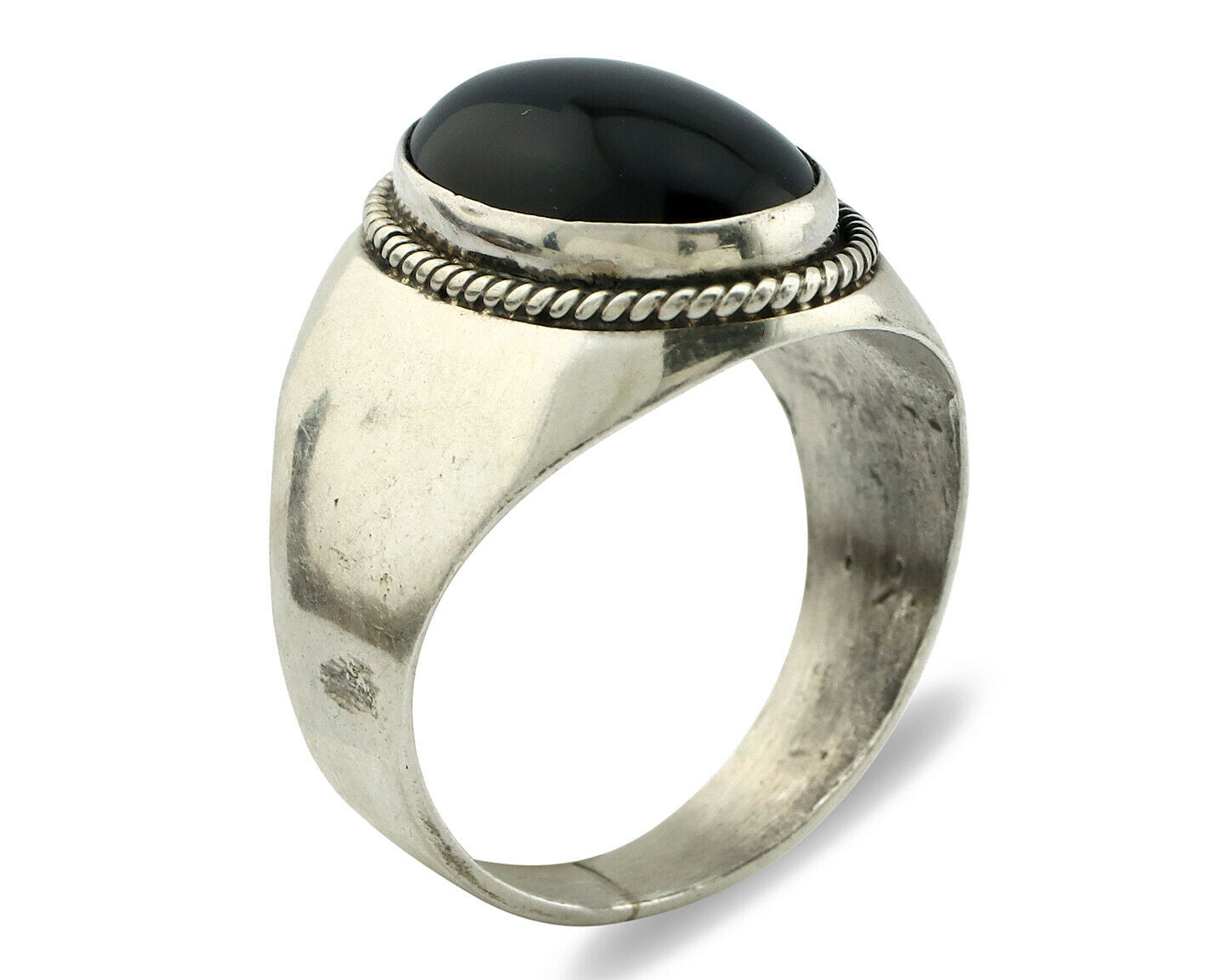 Navajo Ring .925 Silver Handmade Black Onyx Native American Artist C.80's