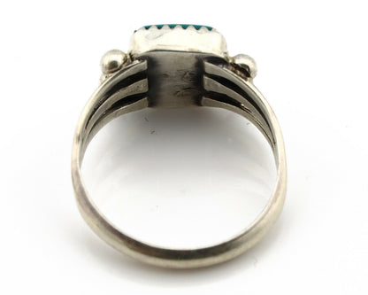 Navajo Ring .925 Silver Blue Gem Turquoise Native American Artist C80s