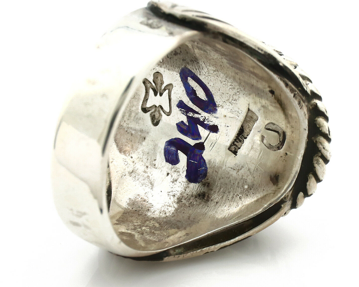 Navajo Ring .925 Silver Green Turquoise Artist Signed C. Montoya C.80's