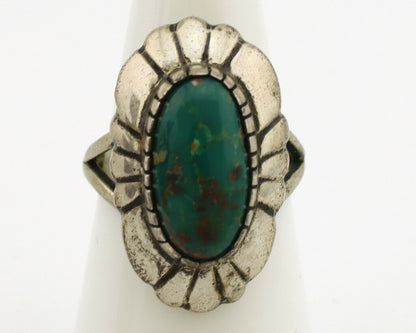Navajo Ring .925 Silver Natural Whole Turquoise Artist M Montoya C.1980's