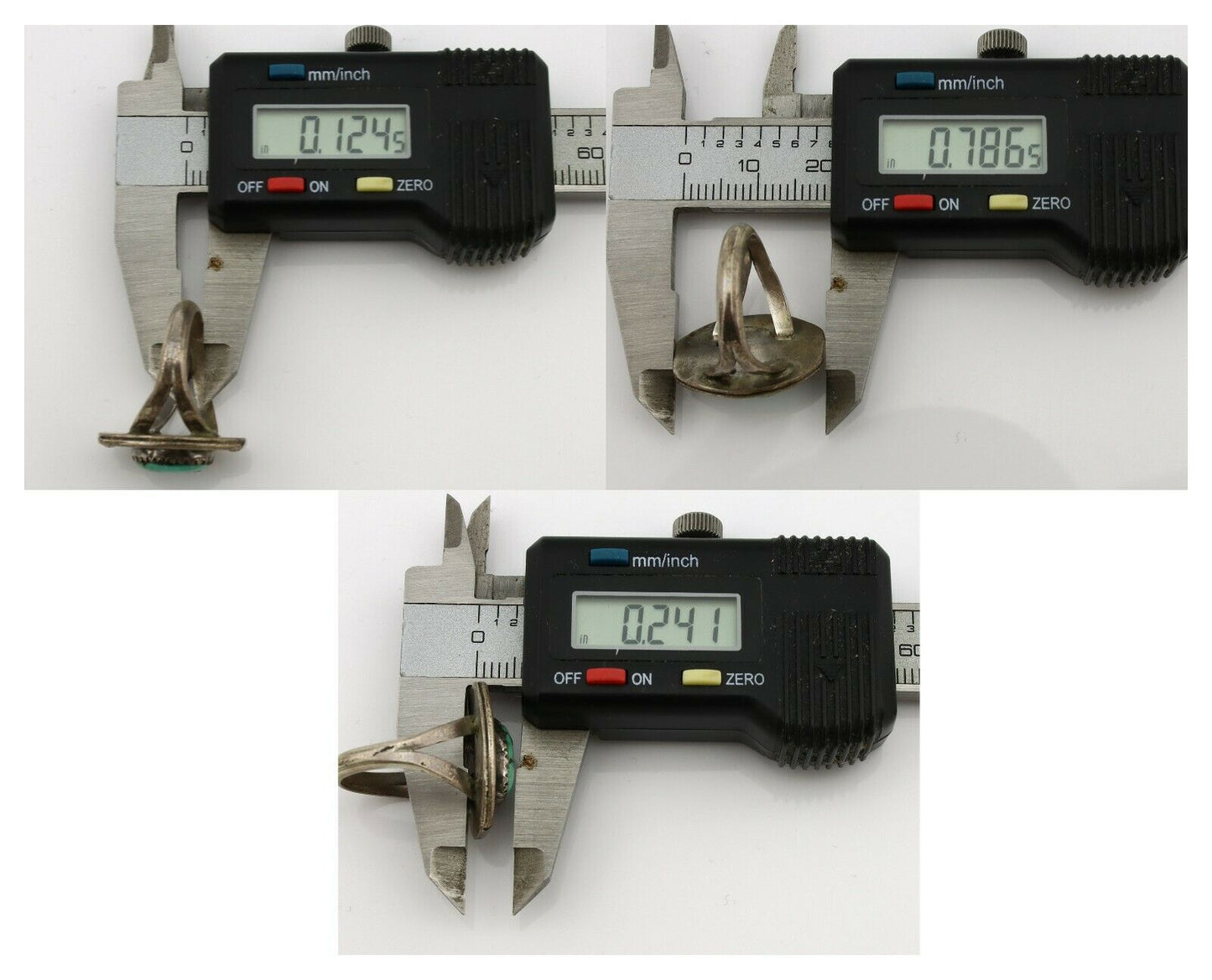 Navajo Ring .925 Silver Kingman Turquoise Native American Artist C.1980's