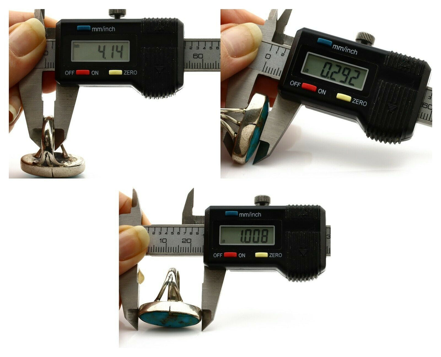 Navajo Ring .925 Silver Arizona Turquoise Native American Artist C80s