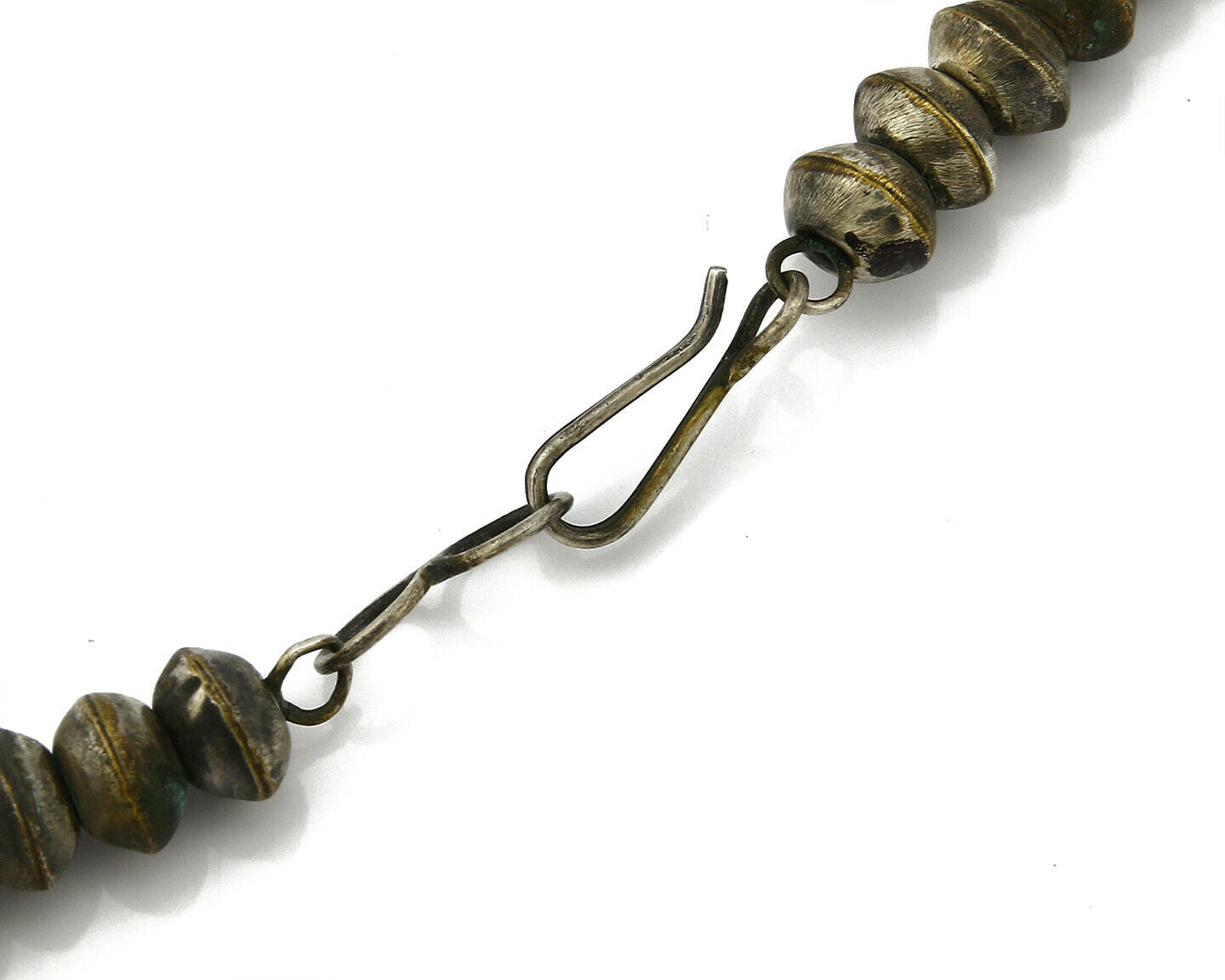 Old Navajo Handmade .925 Silver Bead Necklace 8.1mm Wide 28in Long