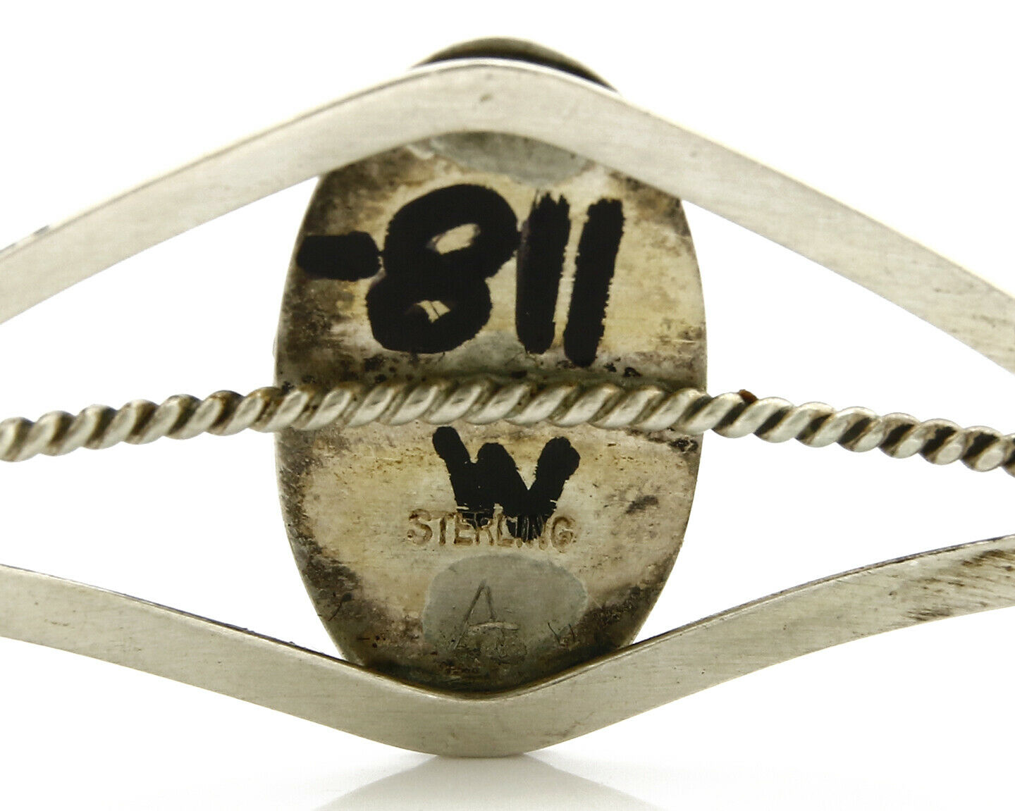 Women's Navajo Bracelet .925 Silver Natural Malachite Cuff Native American C80's