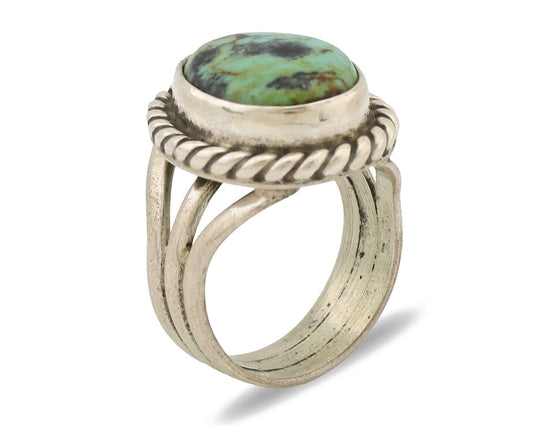 Navajo Ring .925 Silver Natural Kingman Turquoise Native American Artist C.1980s