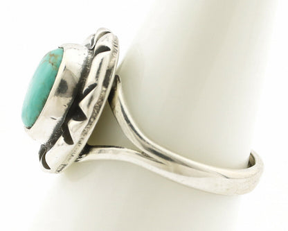 Navajo Ring .925 Silver Kingman Turquoise Artist Signed Gecko C.90's