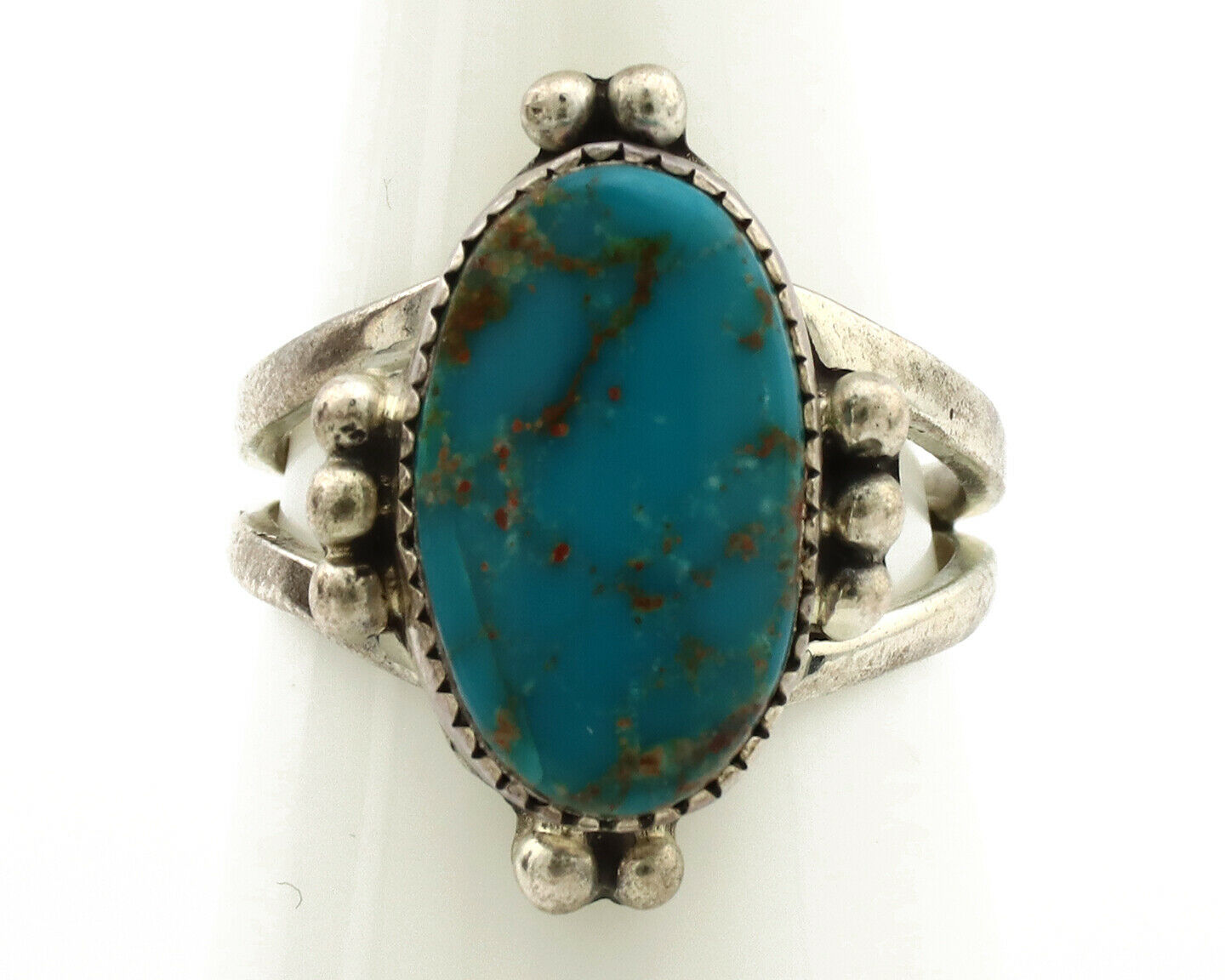 Navajo Ring .925 Silver Nevada Turquoise Artist Native American C.1980's