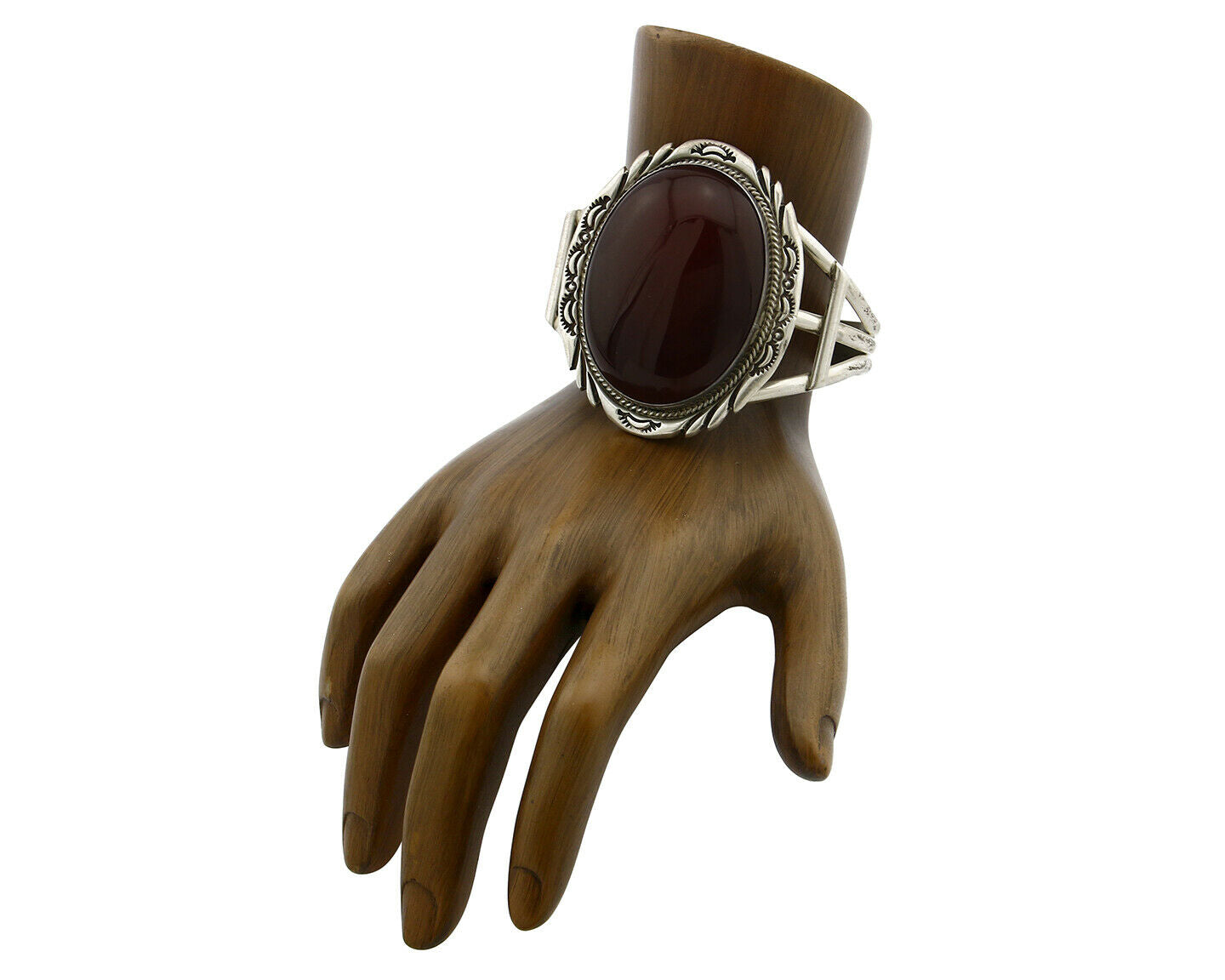 Women's Navajo Bracelet .925 Silver Natural Agate Cuff Artist Gilbert Nelson C80