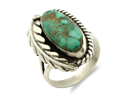 Navajo Ring .925 Silver Manassas Turquoise Signed Artist Apache C.80's