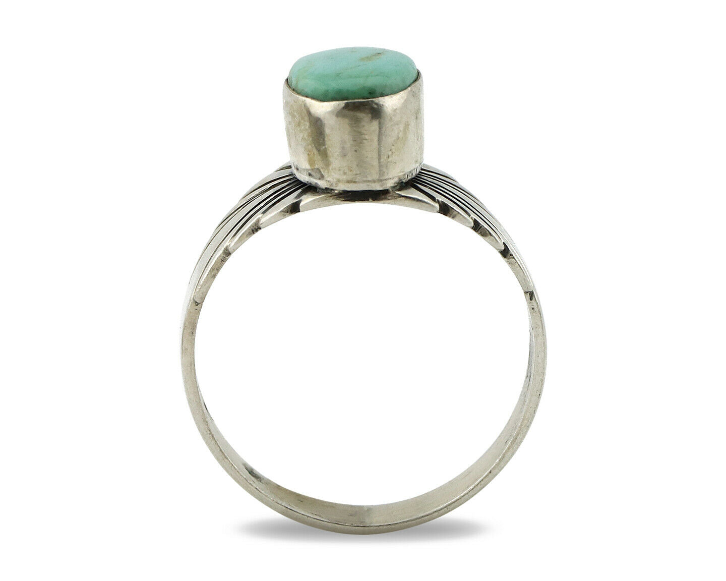 Navajo Ring .925 Silver Kingman Turquoise Artist Signed Apache C.80's